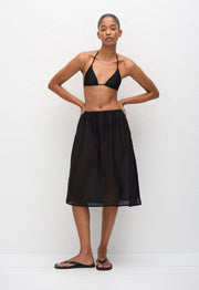 Sheer Midi Skirt - Black - Matteau